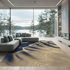 Topographic Navy and Sand Contour Landscape Rug