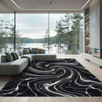 Monochromatic Swirl Marble Galaxy Rug