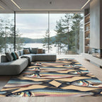 School of Silvery Fish Neutral Tones Rug