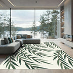 Dark Green Willow Leaf Branches Rug