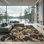 Earthy Toned Leaf Vine Overlay Rug
