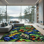 Vibrant Amazonian Frog Leaf Jungle Rug