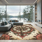 Antique Rose Compass Rose Medallion Rug
