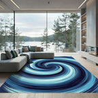 Oceanic Whirlwind Brushstroke Swirl Rug