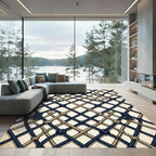 Navy Tan Nautical Rope Lattice Rug
