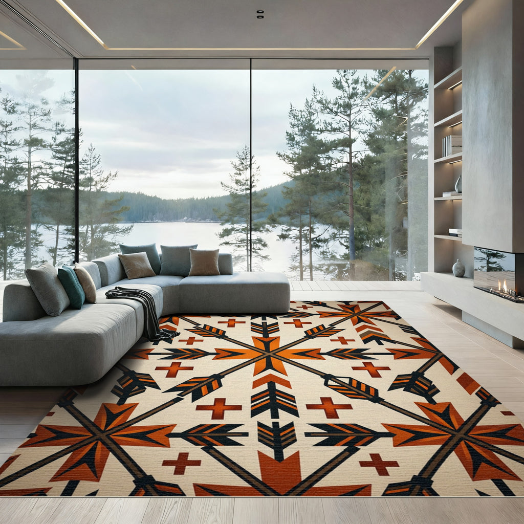 Geometric Burnt Orange Arrow Southwest Rug