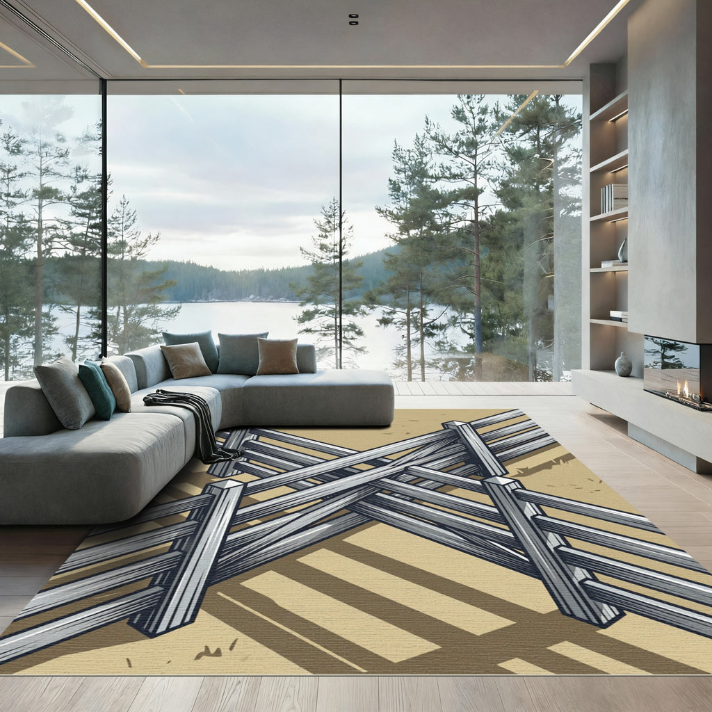 Gray Rustic Farm Crossbuck Fence Rug