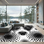 Black White Dog Halftone Dot Composition Rug