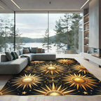 Celestial Golden Sunburst Dark Elegance Rug