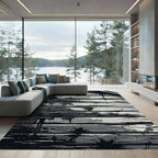 Monochromatic Grungy Wood Grain Splatter Rug