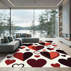 Abstract Duo Tone Burgundy Heart Collage Rug