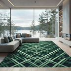 Emerald Art Deco Interlocking Lattice Rug