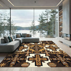 Brown Tan Cross and Pot Talavera Rug