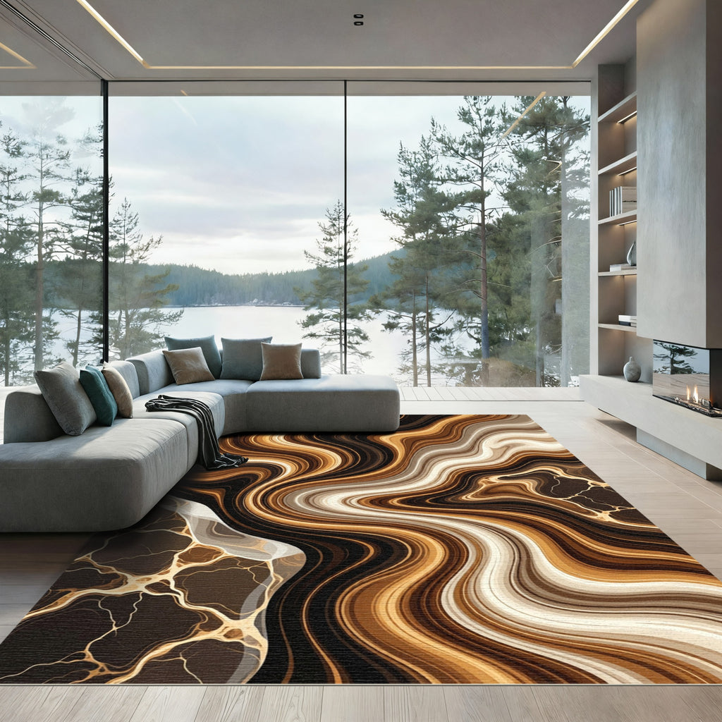 Rich Earthy Agate Swirl Rug
