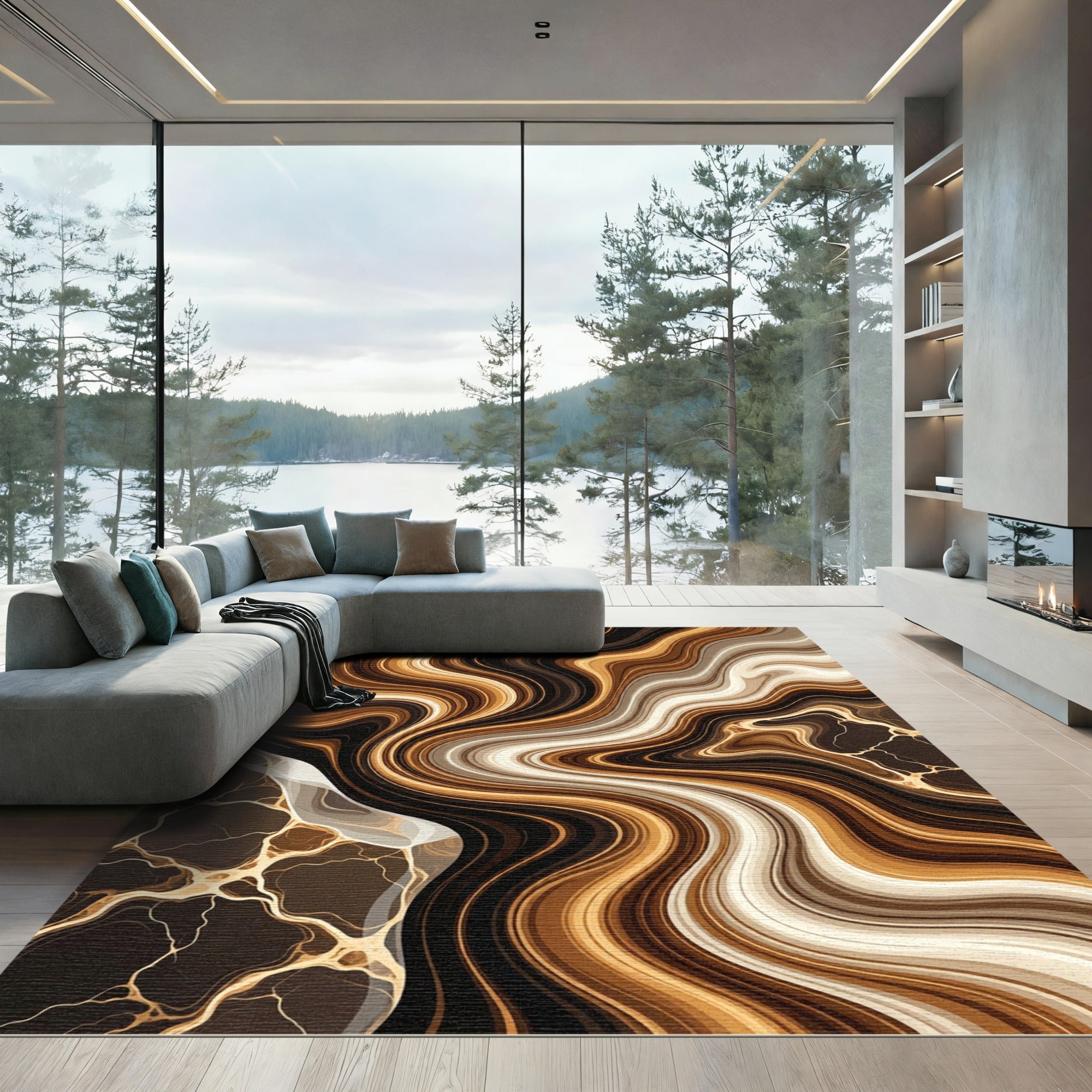 Rich Earthy Agate Swirl Rug