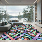 Whimsical Floral Easter Egg Ribbon Tapestry Rug
