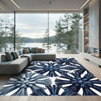 Indigo Denim Bow Floral Medallion Rug