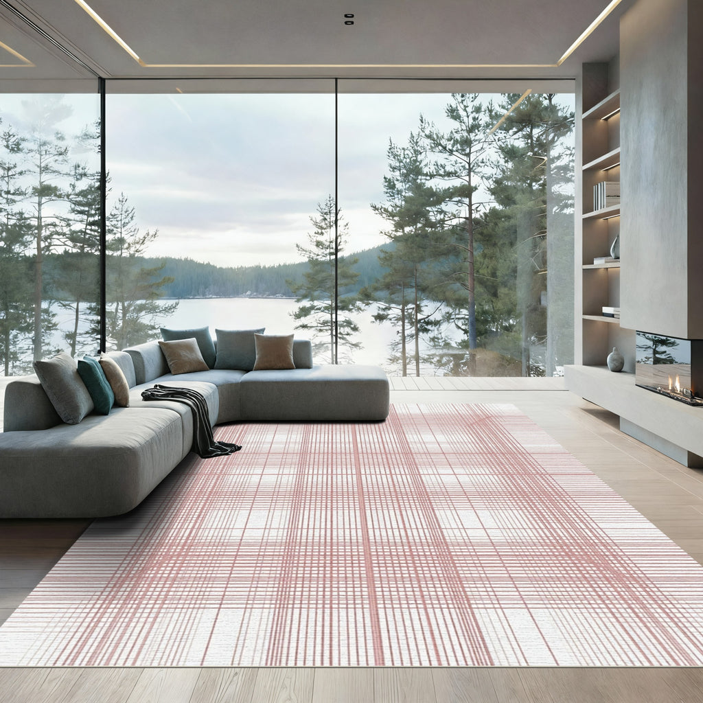 Subtle Rose Grid Formation Rug
