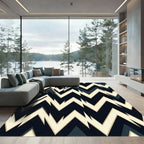 Navy Cream Jagged Chevron Rug