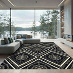 Dark Damask Medallion Diamond Rug