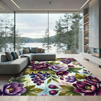 Plum Grape Blossom Watercolor Burst Rug