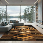 Earthy Terracotta Stepped Ancient Pottery Rug