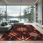 Retro Starburst Orange and Cream Rug