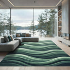 Serene Sage Green Wavy Abstract Flow Rug