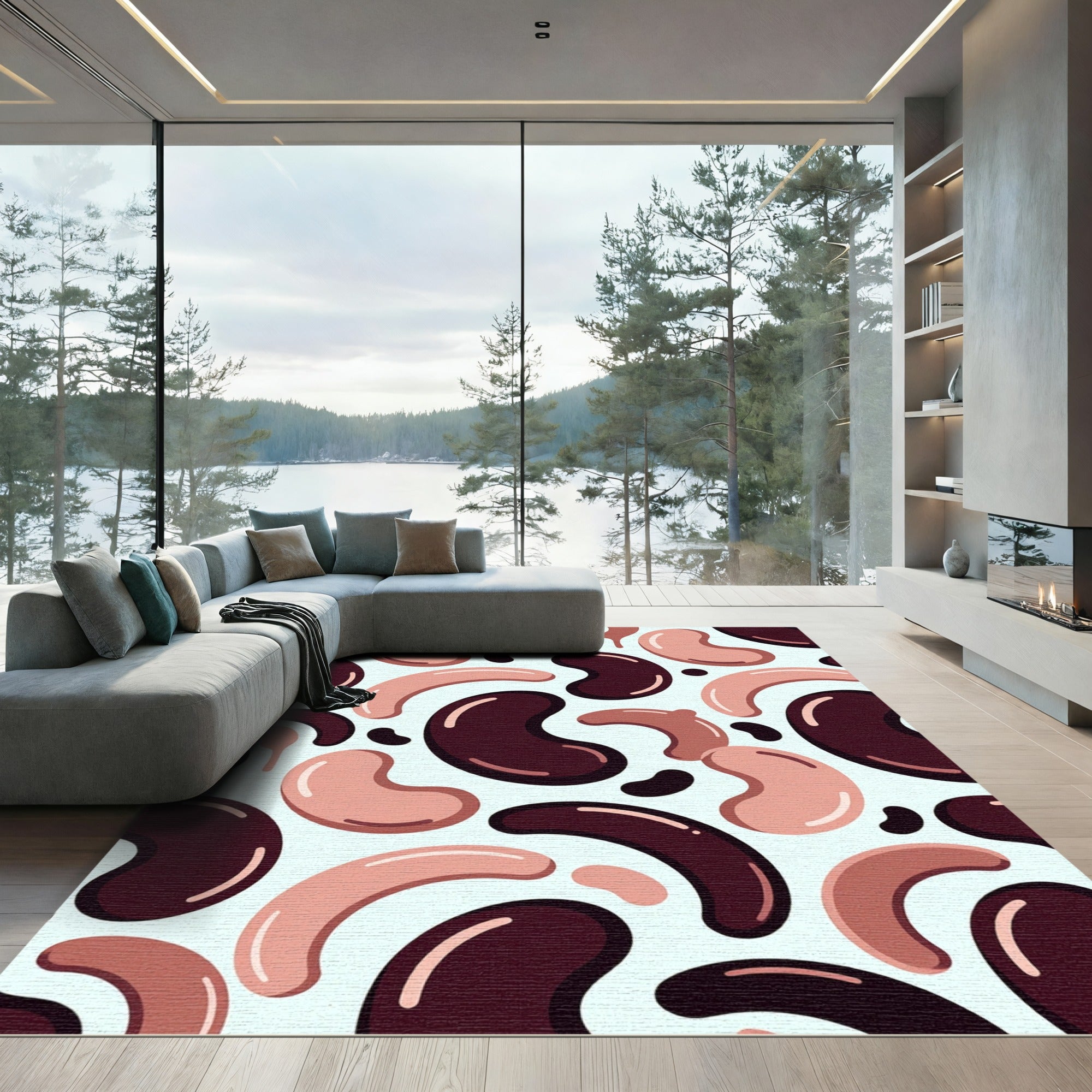 Chubby Bean Blush Brown Background Rug