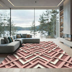 Mauve Interweaving Geometric Chevron Arch Rug