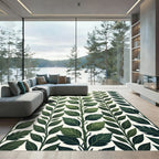 Green Leaf Vine Vertical Repeat Rug