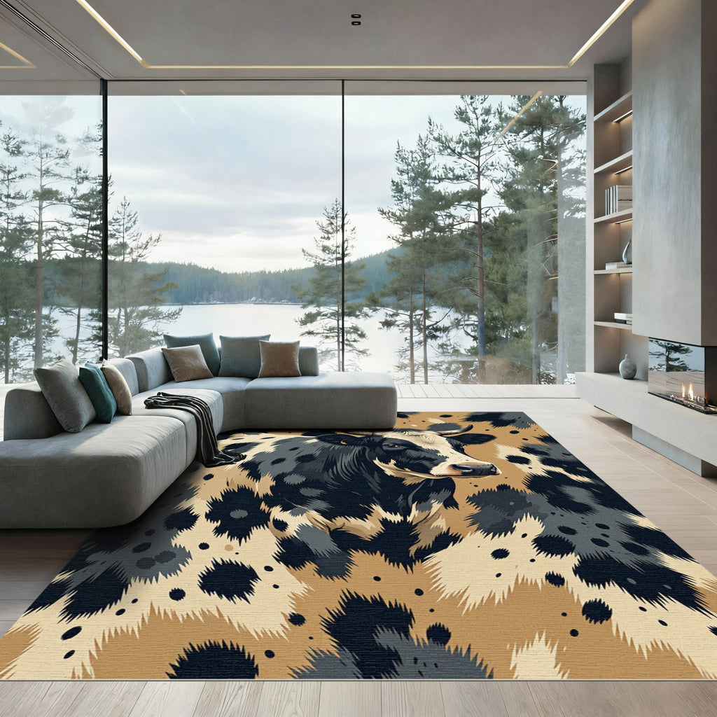 Black White Cow Hide Contemporary Rug