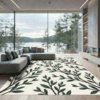 Lush Green Botanical Branch Rug