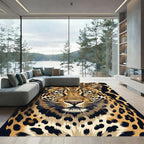 Golden Leopard Spots Abstract Rug