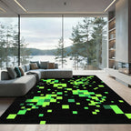 Electric Lime Neon Pixel Abstract Grid Rug