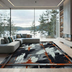 Industrial Black White Grunge Steel Art Rug