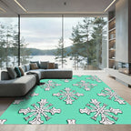 White Cross Medallion Teal Background Rug