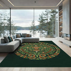 Ancient Sun Stone Green Orange Circle Rug