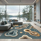 Abstract Jellyfish Layered Earthy Tone Rug
