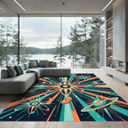 Retro Atomic Starburst Planet Rug