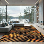 Terracotta Tiered Geometric Abstract Rug
