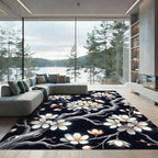 Elegant White Cherry Blossom Branch Rug