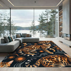 Celestial Bengal Leopard Sunburst Art Rug