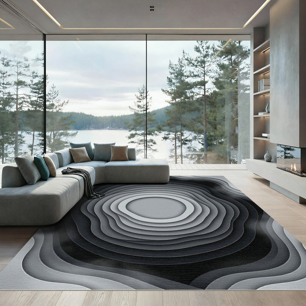 Monochromatic Gradient Layered Rings Rug
