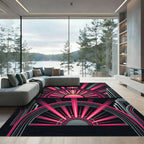 Art Deco Radiant Pink Skyline Abstract Rug