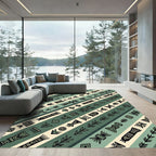 Sage Green Earthy Tribal Geo Stripe Rug