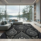 Classic Gray Paisley Floral Embossed Rug