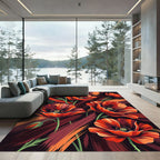 Crimson Poppy Brushstroke Garden Rug