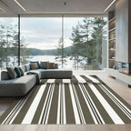 Chocolate Cream Vertical Stripe Awning Rug