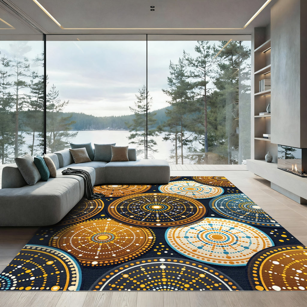 Circular Dot Sunburst Medallion Rug